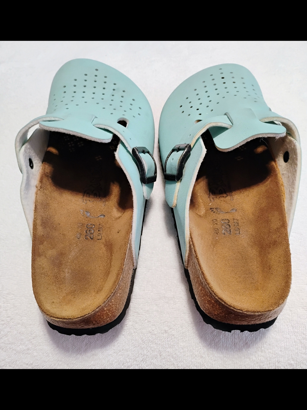 Birkenstock Burki's Blue Suede Leather Clog Sandals Comfort Shoes Ladies 9 - Picture 14 of 16